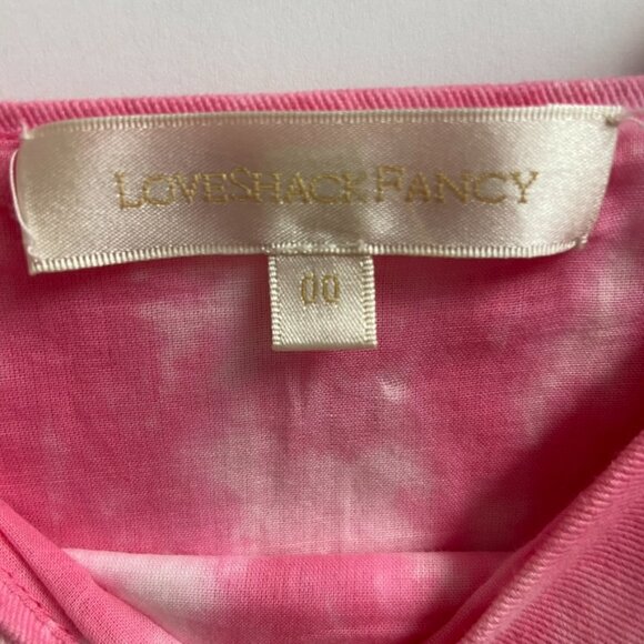 LoveShackFancy Pink Cotton Tie Dye Mini Shift Dress Size 00 - Picture 4 of 5